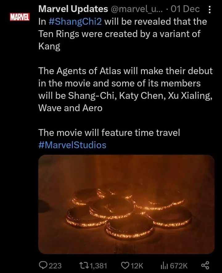 Kang will appear in Shang Chi 2